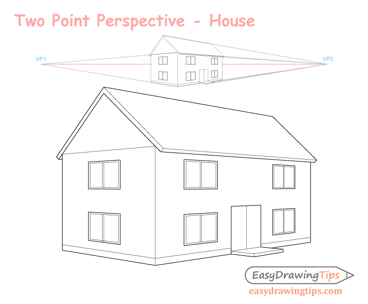 728x600 Perspective Drawing Tutorial For Beginners - House Drawing Drawing