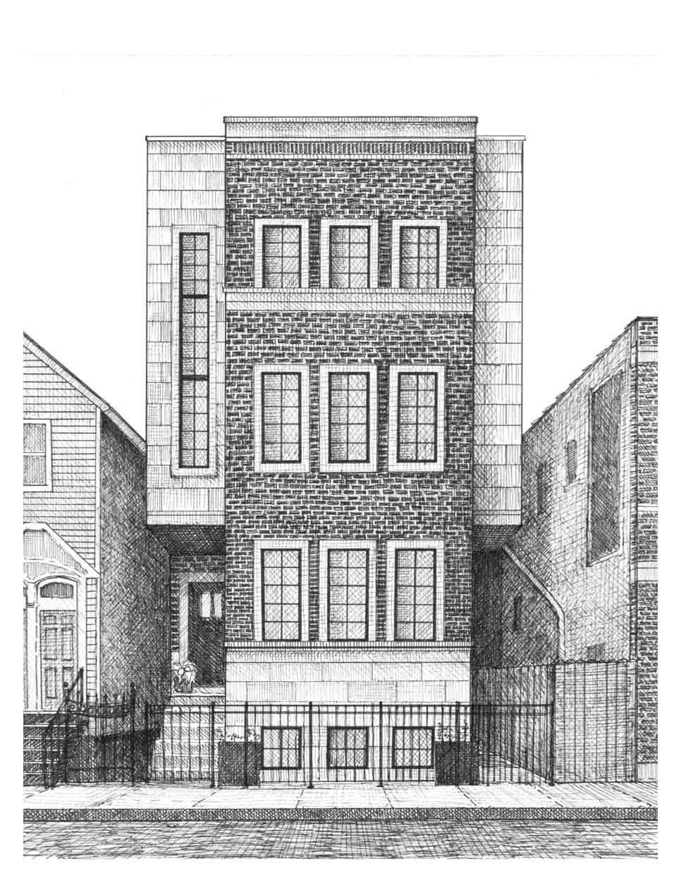 966x1252 House Portraits Lisa Wronski - House Drawing Drawing