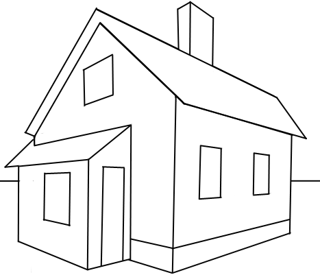 467x401 How To Draw A House With Easy Point Perspective Techniques - House Drawing Easy