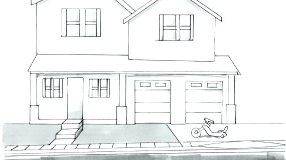 570x320 Drawing Of A House - House Drawing Easy