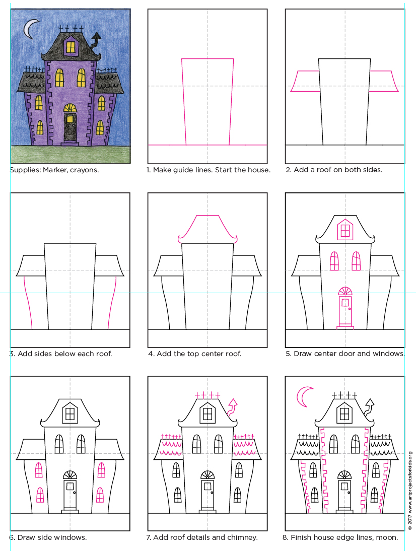 826x1094 Draw An Easy Haunted House Art Projects For Kids - House Drawing Easy