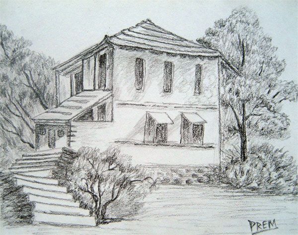 600x474 Simple Pencil Drawings Of Houses Simple House Landscape Sketch - House Drawing Ideas