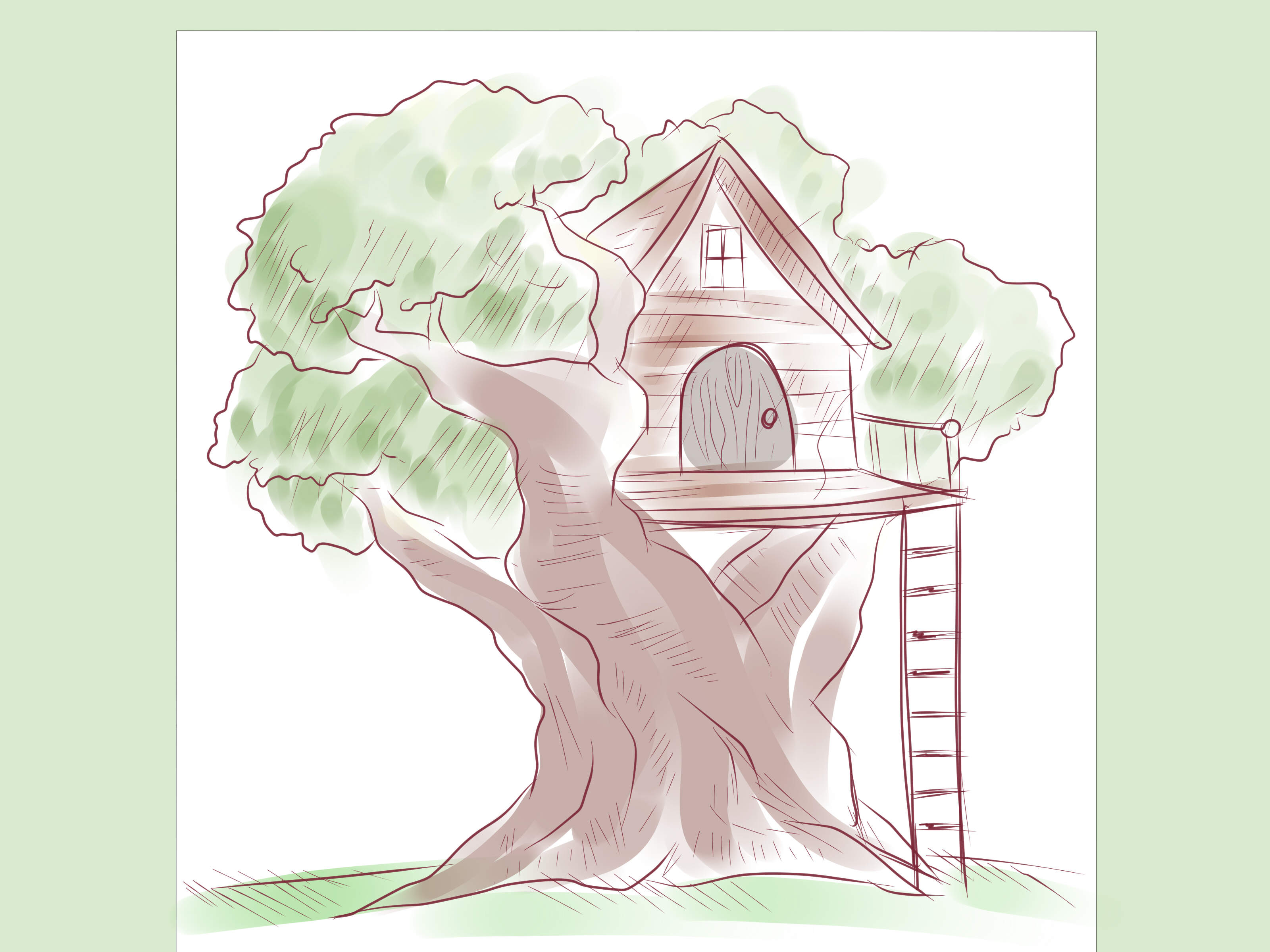 3200x2400 How To Draw A Tree House Steps - House Drawing Images