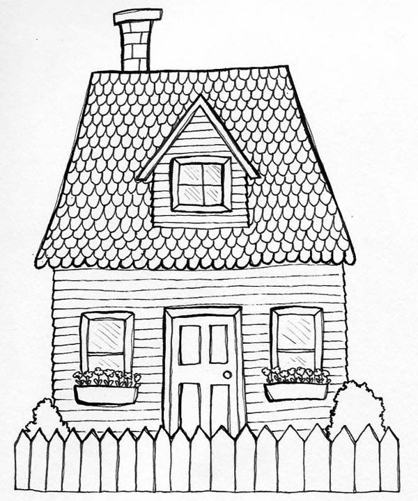 600x720 White House Clipart Line Drawing - House Drawing Images