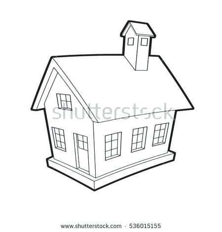 450x470 Small House Drawing Picture Of White Small House Drawing In Color - House Drawing Outline