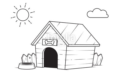 500x329 Awesome Dog House Drawing Free - House Drawing Outline