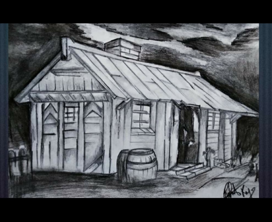 945x773 How To Draw Wooden House Scenery Drawing Step - House Drawing Picture