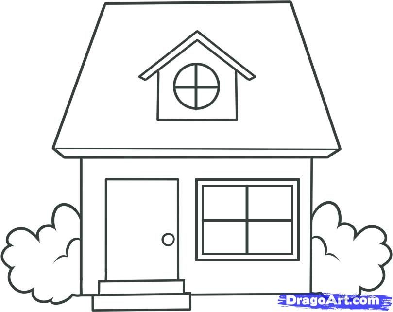 809x642 how to draw a house kids drawings, house drawing, house - House Drawing Picture