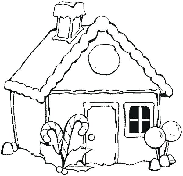 600x577 Gingerbread Man Coloring - House Drawing Template