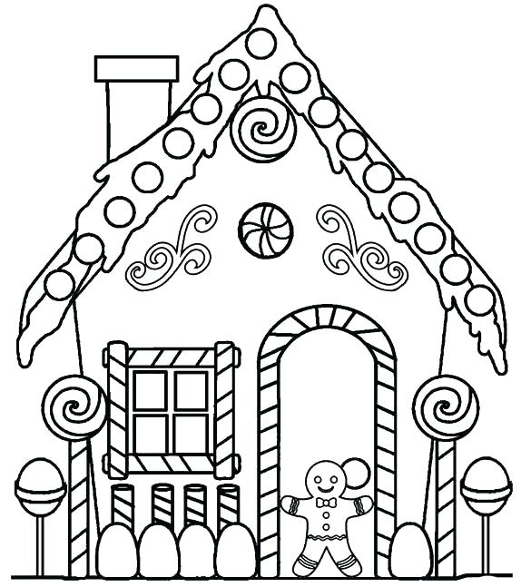 585x647 Gingerbread House Printable - House Drawing Template