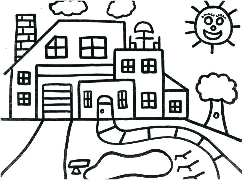 827x609 gingerbread house coloring pages shoot printable for kids drawing - House For Kids Drawing