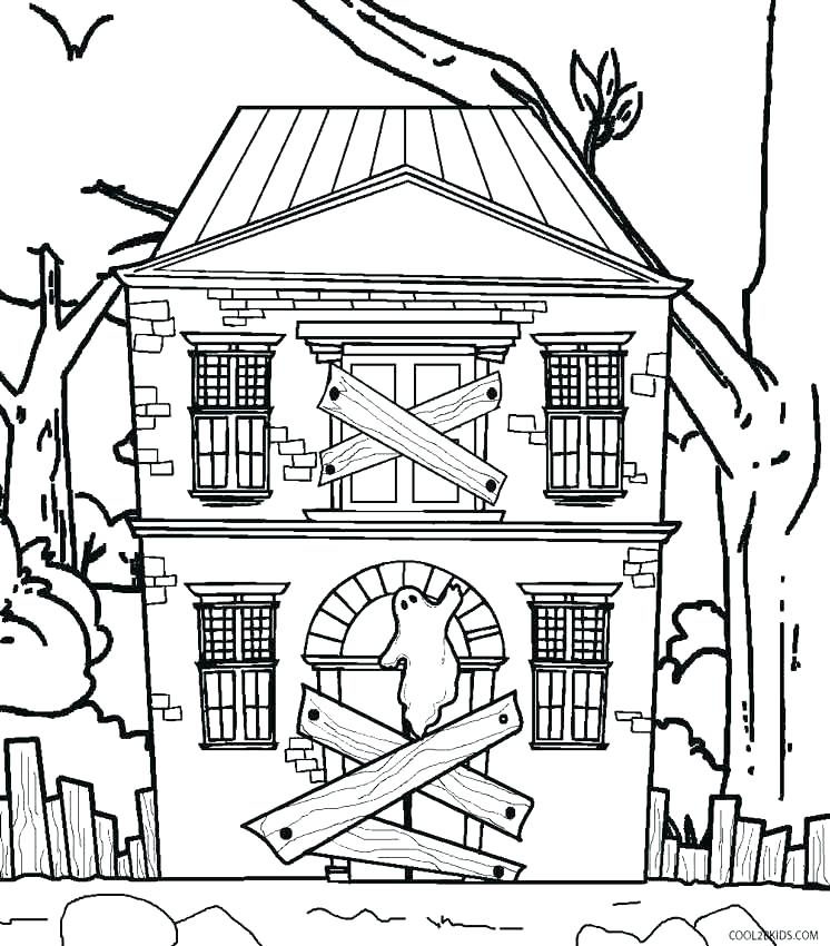 746x850 Coloring Pages House Monster For Kids Drawing At Colouring Haunted - House For Kids Drawing