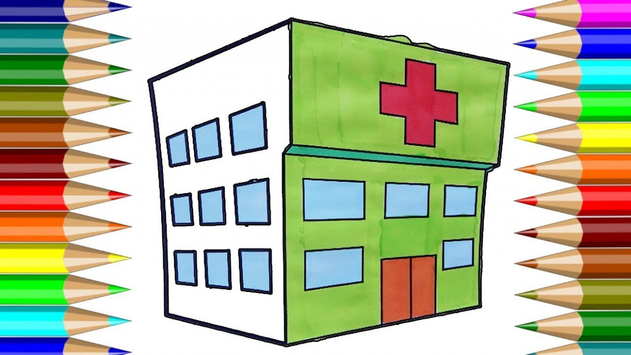 1241x698 Hospital Coloring Book How To Draw House Hospital Kids Drawing - House For Kids Drawing