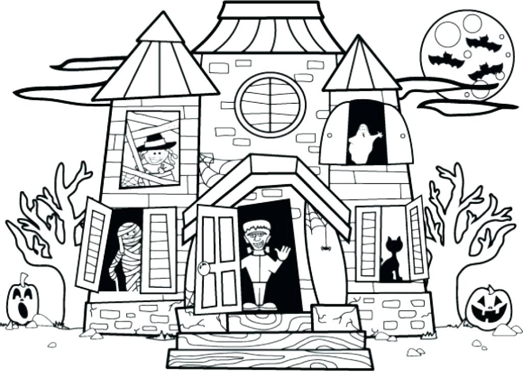 1024x757 Different Houses Coloring Pages Haunted Sheets House For Kids - House For Kids Drawing