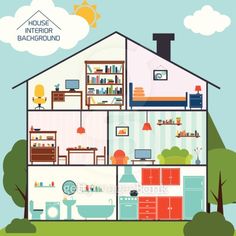 236x236 Inside A House Books In House Drawing For Kids, House - House Interior Drawing