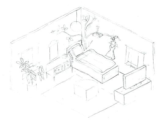 550x432 Room Drawing - House Interior Drawing
