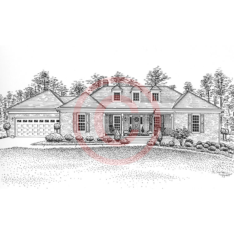 750x750 Pen And Ink Artist Kelli Swan Custom Portraits Of Houses, Homes - House Line Drawing