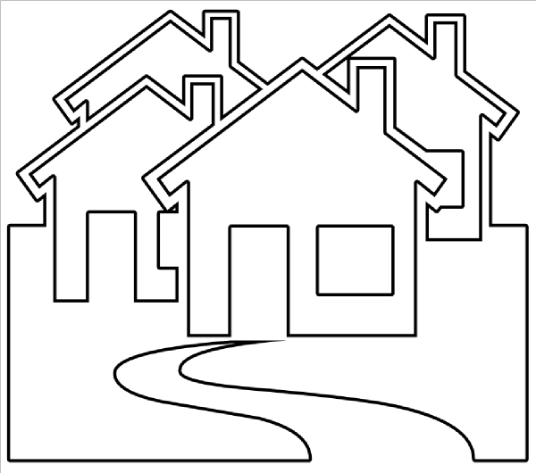 600x530 House Black And White Clip Art House Outline Black And White - House Line Drawing Clip Art