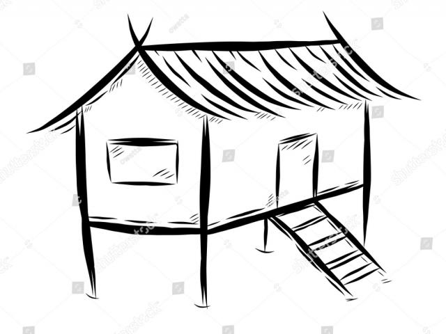 640x480 Hut Clipart Line Drawing - House Line Drawing Clip Art