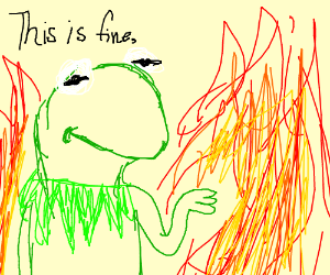 300x250 very calm kermit in a house fire drawing - House On Fire Drawing