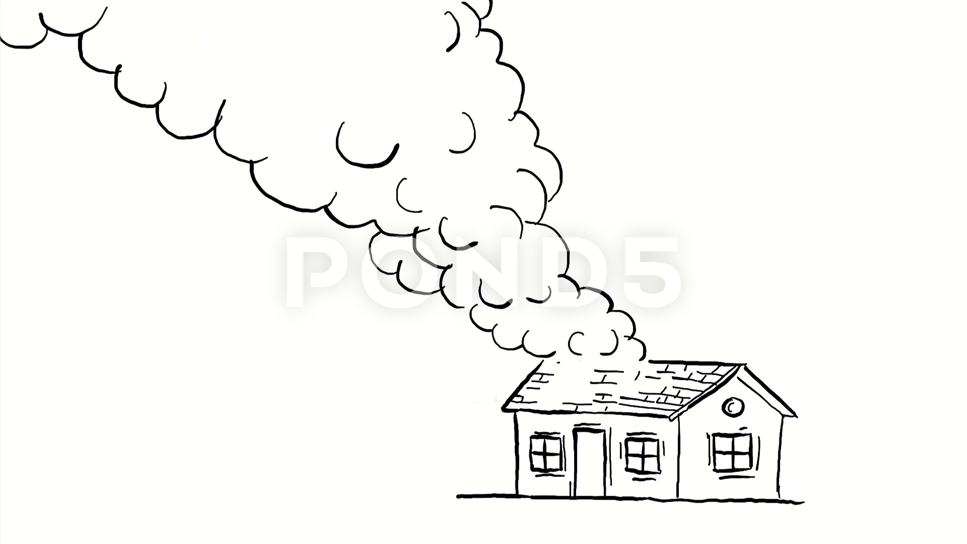 House On Fire Cartoon Drawing - Rewel Png