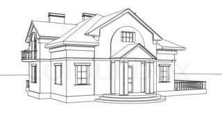 320x200 Drawing, Sketch Of A House Stock Photo Colourbox - House Outline Drawing