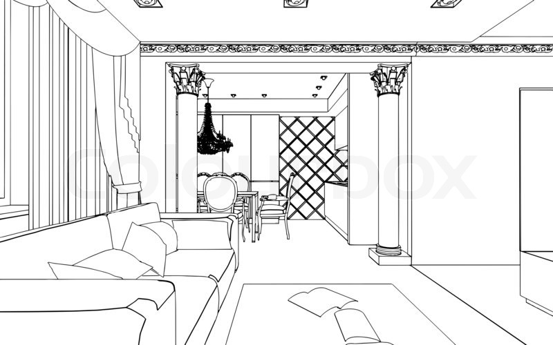 800x500 Outline Drawing Of House Room Outlines - House Outline Drawing