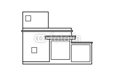 400x267 Abstract Outline Drawing, Modern House Or Building Square Shape - House Outline Drawing