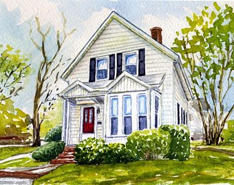 340x270 House Sketch Etsy - House Painting Drawing