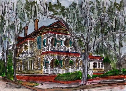 410x296 Watercolor House Paintings And Drawings - House Painting Drawing