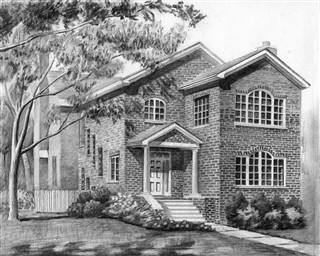 320x256 House Pencil Drawing - House Pencil Drawing