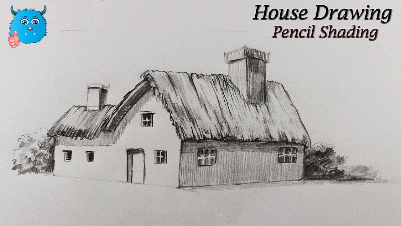 1280x720 How To Draw House For Kids And Beginners With Pencil Shading Easy - House Pencil Drawing