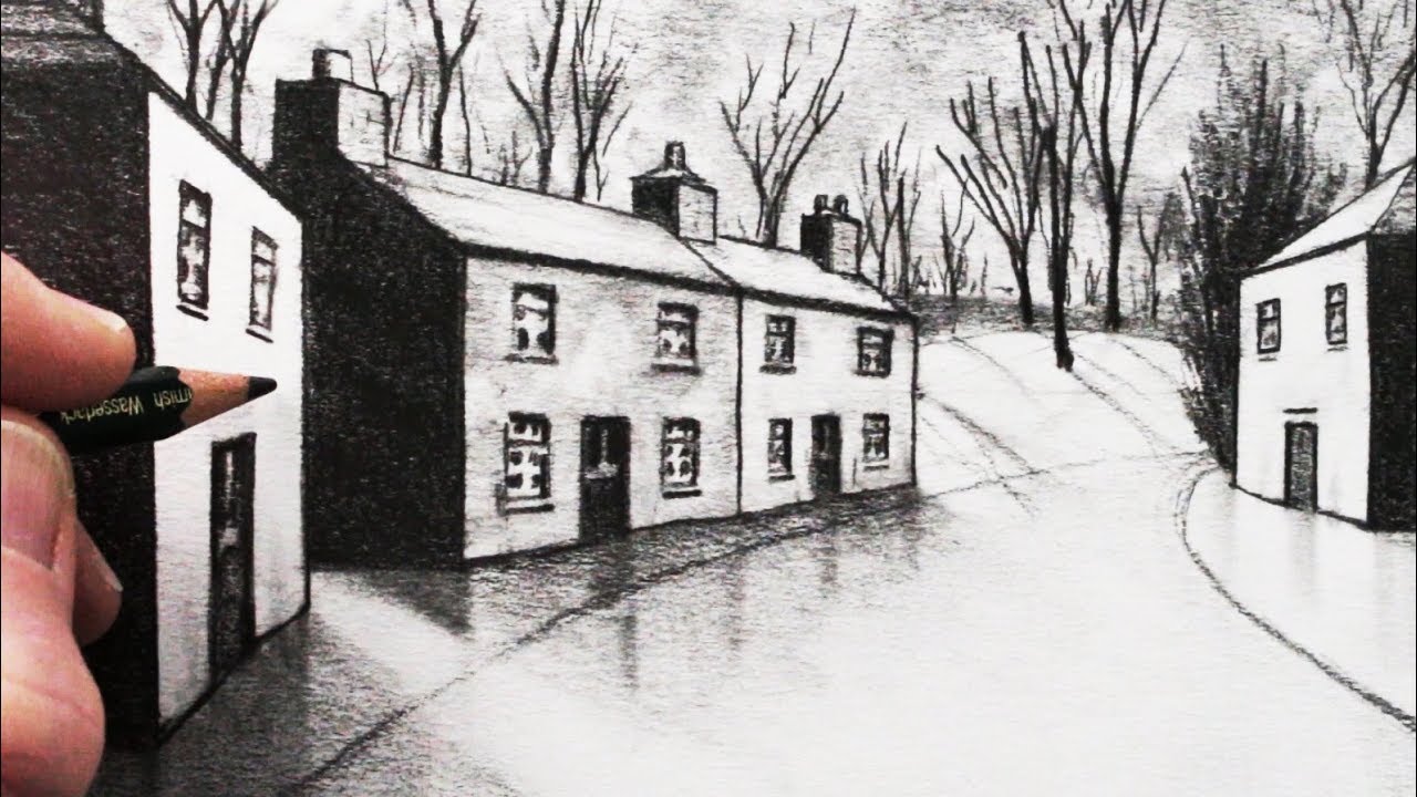 1280x720 How To Draw A House In Point Perspective Narrated Pencil - House Pencil Drawing