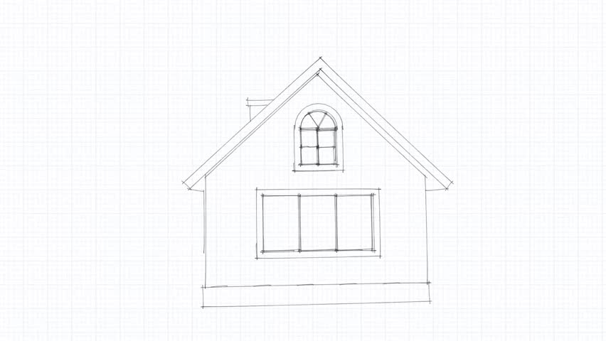 852x480 Pencil Drawing Of A House Stock Footage Video - House Pencil Drawing