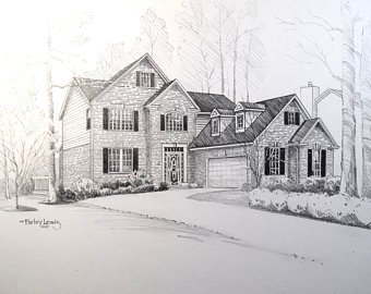 340x270 Pencil House Drawing Etsy - House Pencil Drawing