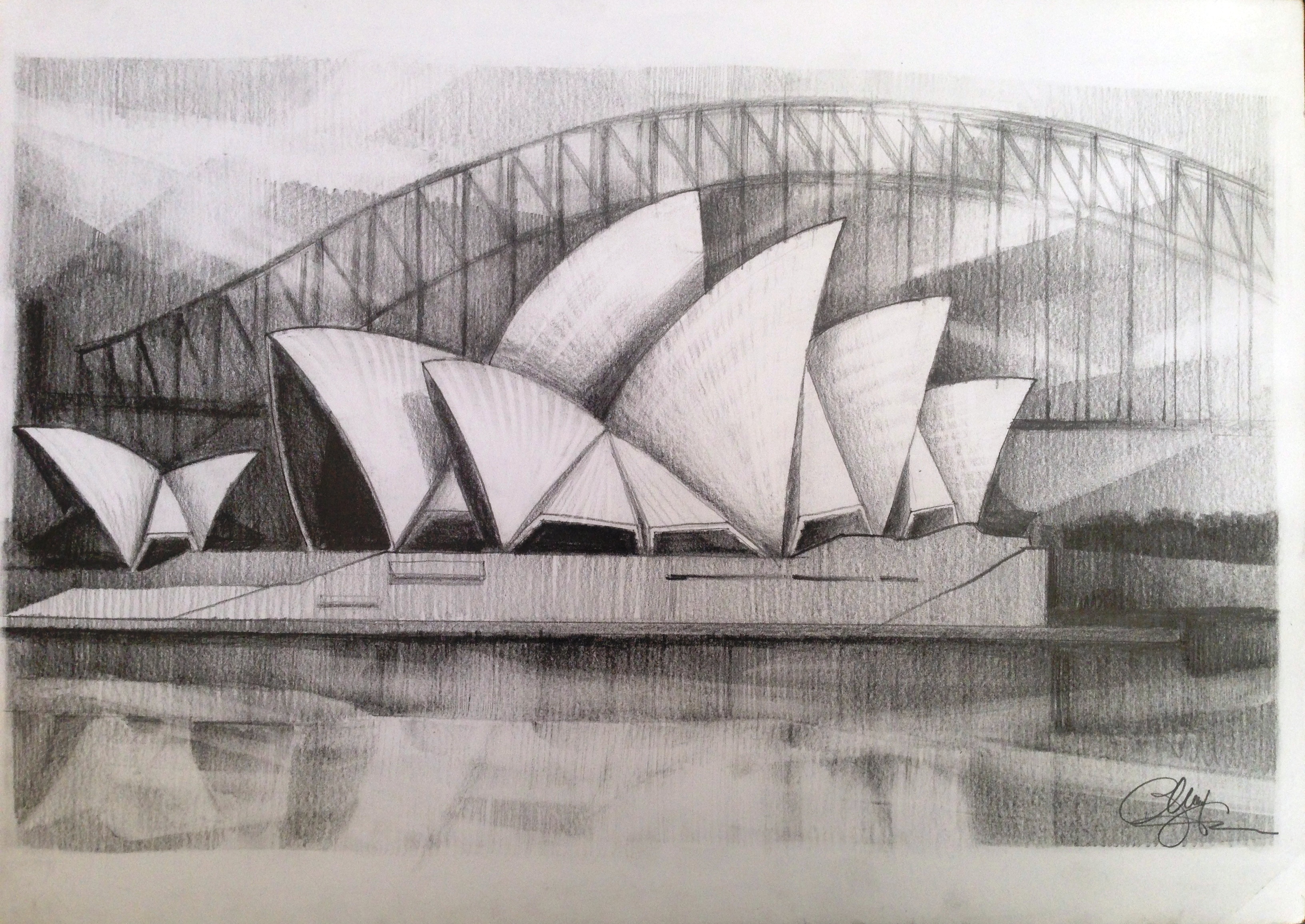 3264x2311 Sydney Opera House - House Pencil Drawing