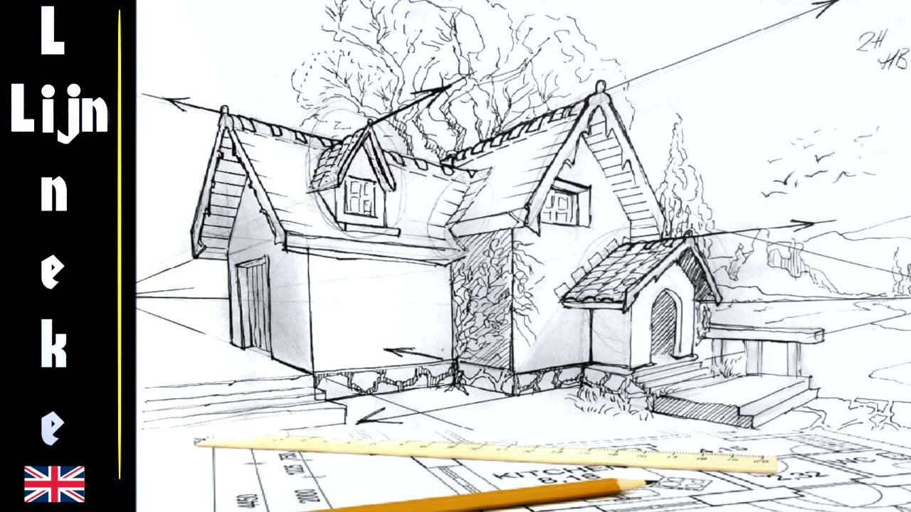 1280x720 Easy Perspective For Beginners House Drawing - House Roof Drawing