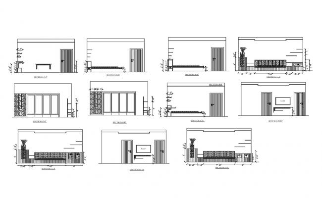 650x400 Drawing Room Of House Section And Furniture Layout Details Dwg - House Section Drawing