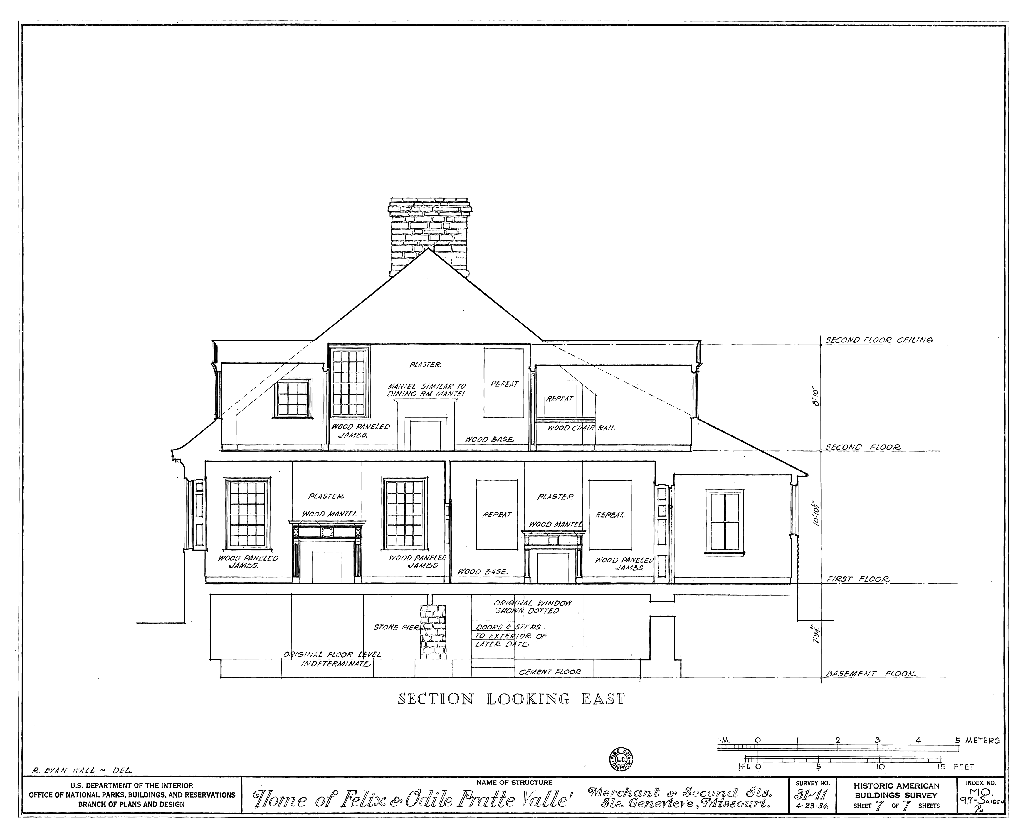 3500x2842 Filedrawing Of A Section Looking East Of The Felix Vallee House - House Section Drawing