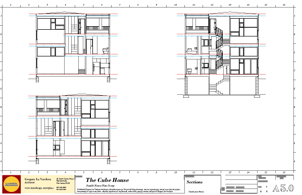 598x387 Modern House Plans - House Section Drawing