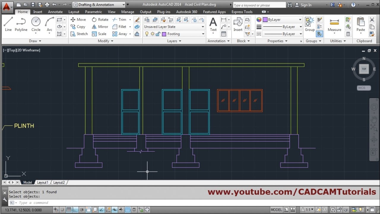 1280x720 Autocad House Section Drawing Tutorial - House Section Drawing
