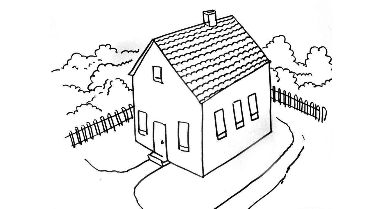 1280x720 How To Draw A House In Top View - House Top View Drawing
