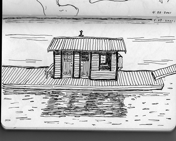 600x480 tim sculptor artist - Houseboat Drawing