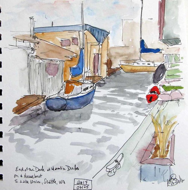 634x640 urban sketchers seattle houseboat sketch outing - Houseboat Drawing