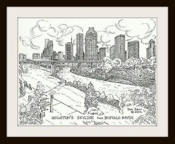 570x468 houston boxed gift card set detailed drawings etsy - Houston Drawings