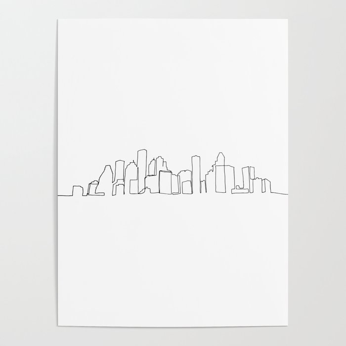 700x700 houston skyline drawing poster - Houston Skyline Drawing