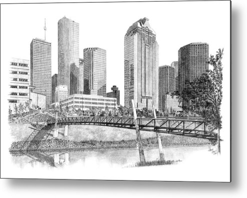 493x396 houston skyline metal print - Houston Skyline Drawing