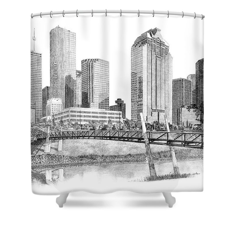800x800 houston skyline shower curtain for sale - Houston Skyline Drawing