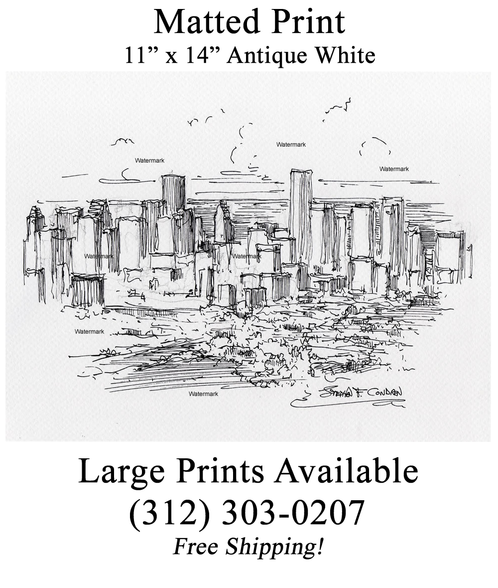 1000x1179 houston skyline pen ink drawing of downtown from an aerial view - Houston Skyline Drawing