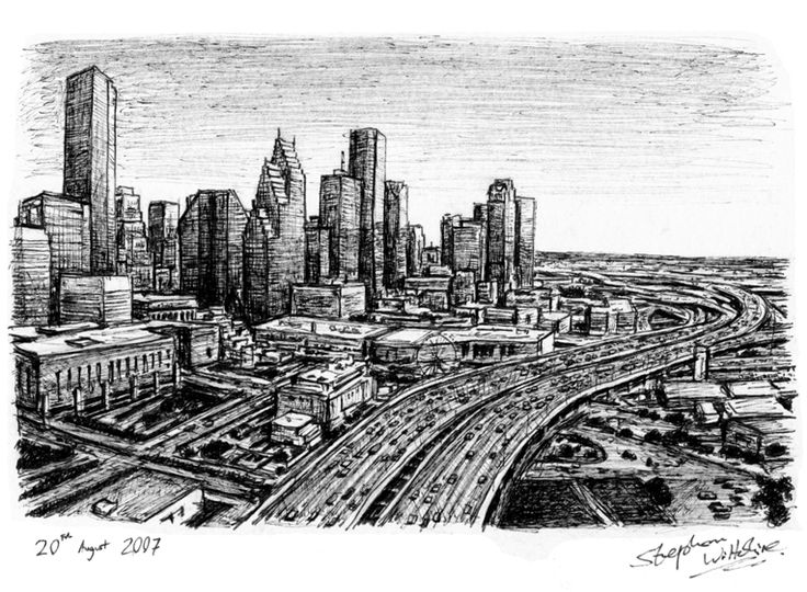 736x540 Caricature Houston Tx - Houston Skyline Drawing